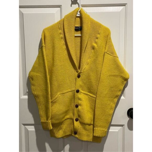 Vintage Y2K James River Traders 100% Virgin Wool School Leather Button Cardigan - Picture 1 of 14